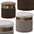 Mauve Velvet Fringed Ottoman 3D model small image 3