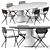 Sleek EXES Chair & CONIX Oval/Rectangular Tables by Royal Botania 3D model small image 1