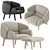 Modern Fusion Chair & Footstool Set 3D model small image 1