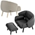 Modern Fusion Chair & Footstool Set 3D model small image 2