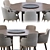 Elegant Sendai Round Dining Set 3D model small image 3