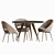 Arden Round Dining Set: Elegant Table & Orb Chairs 3D model small image 3