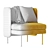 Elegant Velvet Lounge Chair 3D model small image 5