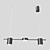Black Metal Pendant Chandelier 3D model small image 1