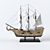 Nautical Poly Boat Decor 3D model small image 1