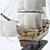 Nautical Poly Boat Decor 3D model small image 4