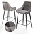 Elegant Metal and Fabric Bar Stool 3D model small image 1