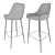 Elegant Metal and Fabric Bar Stool 3D model small image 3