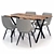 Modern Oak Dining Table and Chairs 3D model small image 5