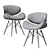 Modern Walnut and Black Leather Chair 3D model small image 4