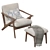 Retro Lounge Chair Set: Walnut Wood & Faux Leather 3D model small image 2