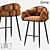 Modern Metal and Eco-Leather Bar Stool 3D model small image 1