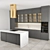 Modern Gray Kitchen Island 3D model small image 2