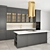 Modern Gray Kitchen Island 3D model small image 3