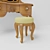 Elegant Oak Dressing Table with Stool 3D model small image 4