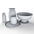 Golden Treasure Decor Set: Vases, Bowl & Tray 3D model small image 5