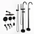 Feramolli Bathroom Set: ELE BL287 Faucet, BL763 Wall Mount Bracket, BL637 Floor Mount Tub Faucet, 3D model small image 1
