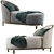 Elegant PIPE Chaise Lounge 3D model small image 1