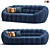 Sleek Perspective 3-Seater Sofa 3D model small image 1