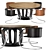 Scandinavian Leather Dining Set 3D model small image 1