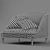 Modern Wood and Fabric Love Seat 3D model small image 5