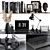 Stylish Black Office Decor Set 3D model small image 1