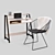 Modern Wood Desk & Metal Accent Chair 3D model small image 5