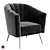 Elegant Shelly Stone Velvet Chair 3D model small image 1