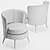 Elegant Gray Velvet Armchair 3D model small image 3