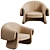 Sleek Modern 3 Seater Armchair 3D model small image 1