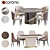 Contemporary Italian Marble Dining Set 3D model small image 1