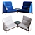 Stellar Works Arc Sofa Set & Coffee Table 3D model small image 4