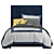 Raleigh Square Bed: Elegant Upholstered Headboard 3D model small image 2