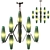 Elegant Green Blown Glass Chandelier 3D model small image 9