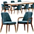 Stylish Ulivi Lise Chair & ELISEE RECT Table 3D model small image 1
