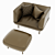 Bickerton Wooden Armchair & Ottoman Set 3D model small image 5