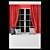 Elegant Curtain Set with Pillows 3D model small image 1