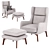 Adjustable Color Velvet Armchair 3D model small image 2