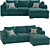 Origami Lion Corner Sofa 3D model small image 4