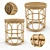 Elegant Rattan Bamboo Side Table 3D model small image 3
