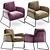 Gray Velvet Modern Accent Chair 3D model small image 2