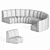 Elegant Velvet Modular Sofa 3D model small image 4