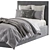 Modern Gray Headboard Bed 3D model small image 4