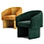 Plush Silver Orchid Velvet Chair 3D model small image 1