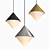 Modern Half & Half Pendant Cone, Multiple Finishes 3D model small image 1