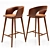 Rustic Upholstered Wooden Bar Stool 3D model small image 1