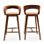 Rustic Upholstered Wooden Bar Stool 3D model small image 2