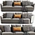 Sleek Molteni Sloane 3-Seater Sofa 3D model small image 1
