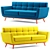 Minimalist Mid-Century Loveseat 3D model small image 1