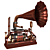 Vintage Steampunk Gramophone 3D model small image 9